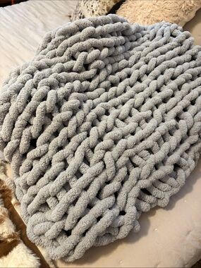 Source Unknown Chunky Knit Throw Blanket - Light Gray